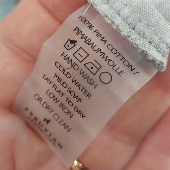 Peruvian Connection Green Floral Pima Cotton Shirt Dress Size Small - Picture 4 of 7